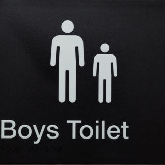 Boys Toilet White On Black (Braille)