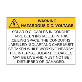 Solar D.C. Cables in Ceiling - 180mm x 125mm
