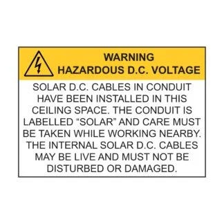 Solar D.C. Cables in Ceiling - 180mm x 125mm