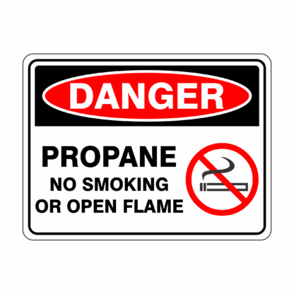 Danger Propane No Smoking Or Open Flame + Symbol