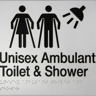 Unisex Ambulant Toilet & Shower Sign 2 Icons