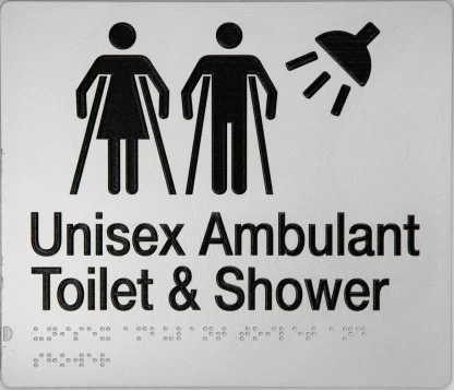 Unisex Ambulant Toilet & Shower Sign 2 Icons