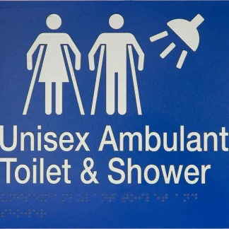 Unisex Ambulant Toilet & Shower Sign 2 Icons