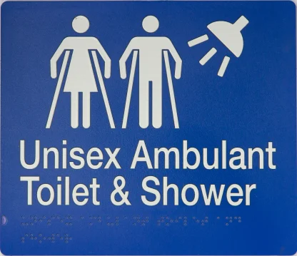 Unisex Ambulant Toilet & Shower Sign 2 Icons