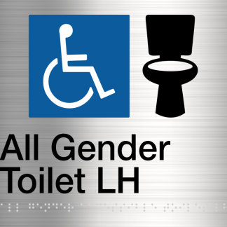 All Gender Toilet (Left Handed) Stainless Steel (Braille)