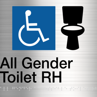 All Gender Toilet (Right Handed) Stainless Steel (Braille)