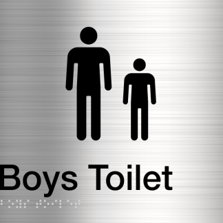 Boys Toilet Sign Stainless Steel (Braille)