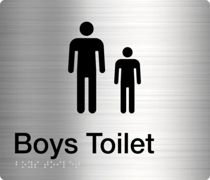 Boys Toilet Sign Stainless Steel (Braille)