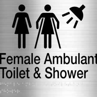 Female / Female Ambulant Toilet & Shower Stainless Steel (Braille)