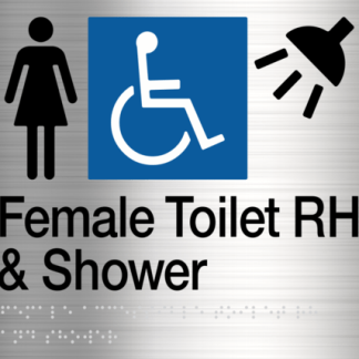 Female Disabled Toilet & Shower (Right Handed) Stainless Steel (Braille)