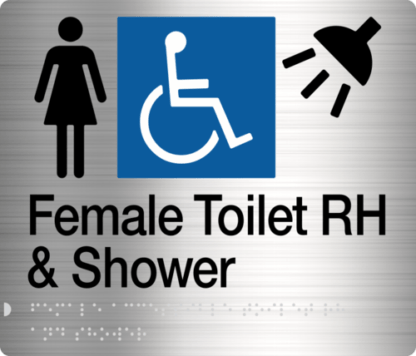 Female Disabled Toilet & Shower (Right Handed) Stainless Steel (Braille)