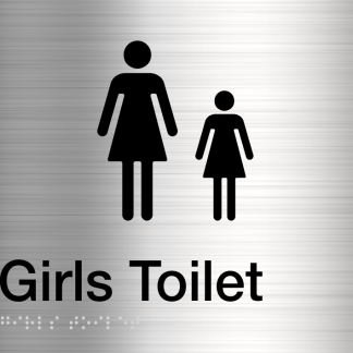 Girls Toilet Sign Stainless Steel (Braille)