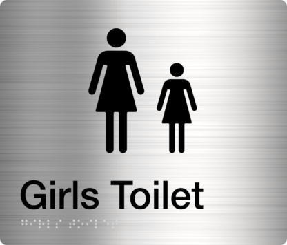 Girls Toilet Sign Stainless Steel (Braille)