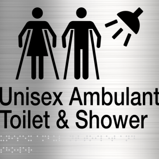 Male Female / Male Female Ambulant Toilet & Shower Stainless Steel (Braille)
