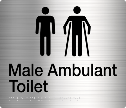 Male / Male Ambulant Toilet Stainless Steel (Braille)
