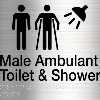 Male / Male Ambulant Toilet & Shower Stainless Steel (Braille)