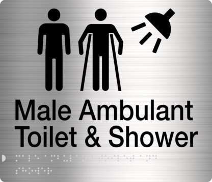 Male / Male Ambulant Toilet & Shower Stainless Steel (Braille)