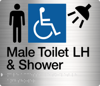 Male Disabled Toilet & Shower (Left Handed) Stainless Steel (Braille)