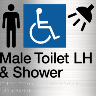Male Disabled Toilet & Shower (Left Handed) Stainless Steel (Braille)