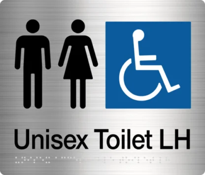 Male Female Disabled Toilet ( Left Handed) Stainless Steel (Braille)