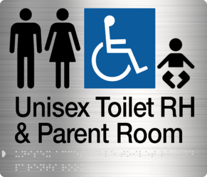 Male Female Disabled Toilet (Right Handed) & Parent Room Stainless Steel (Braille)