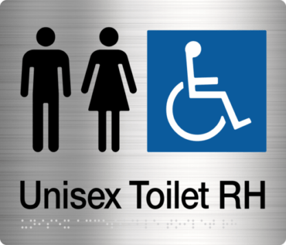 Male Female Disabled Toilet (Right Handed) Stainless Steel (Braille)