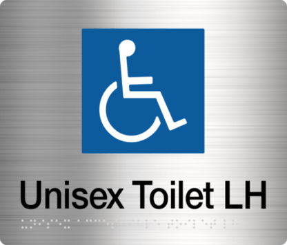 Unisex Disabled Toilet (Left Handed) Stainless Steel (Braille)