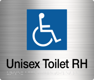 Unisex Disabled Toilet ( Right Handed) Stainless Steel (Braille)