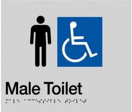 Male Accessible Toilet Sign MDT-SILVER (Braille)