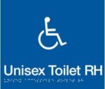Accessible Toilet Right Hand Sign DTRH-BLUE (Braille)