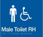 Male Accessible Toilet Right Hand Sign MDTRH-BLUE (Braille)
