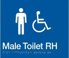 Male Accessible Toilet Right Hand Sign MDTRH-BLUE (Braille)