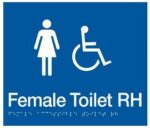 Female Accessible Toilet Right Hand Sign FDTRH-BLUE (Braille)