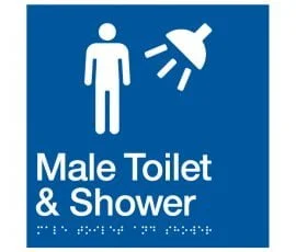 Male Toilet & Shower Sign MTS-BLUE (Braille)