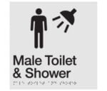 Male Toilet & Shower Sign MTS-SILVER (Braille)