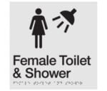 Female Toilet & Shower Sign FTS-SILVER (Braille)