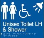 Unisex Accessible Toilet Left Hand & Shower Sign MFDTSLH-BLUE (Braille)