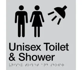 Unisex Toilet & Shower Sign MFTS-SILVER (Braille)