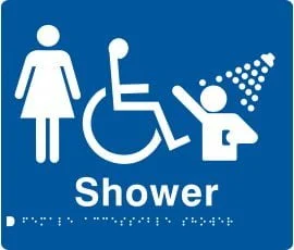 Female Accessible Shower Sign FDS-BLUE (Braille)