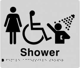 Female Accessible Shower Sign FDS-SILVER (Braille)