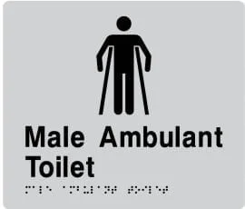 Male Ambulant Toilet Sign MAT-SILVER (Braille)