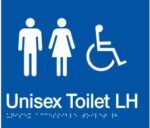 Unisex Accessible Toilet Left Hand Sign MFDTLH-BLUE (Braille)