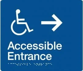 Accessible Entrance Right Sign AE-RIGHT-BLUE (Braille)