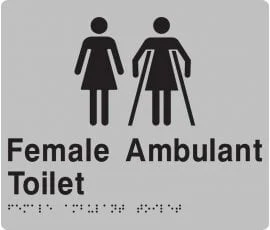 Female Toilet & Female Ambulant Toilet Sign F/FAT-SILVER (Braille)