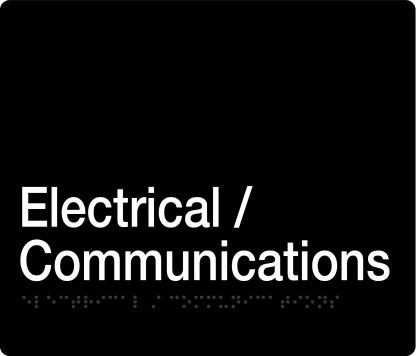 Electrical / Communications Braille Sign - Black