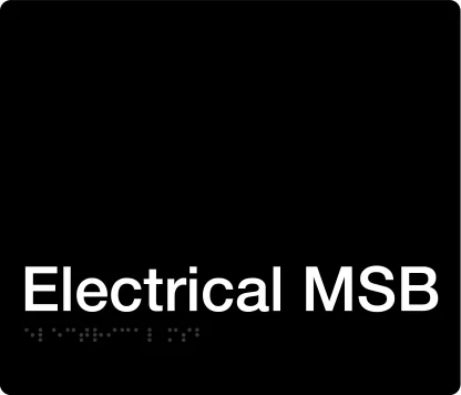 Electrical MSB Braille Sign - Black