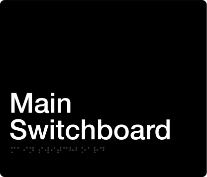 Main Switchboard Braille Signs - Black