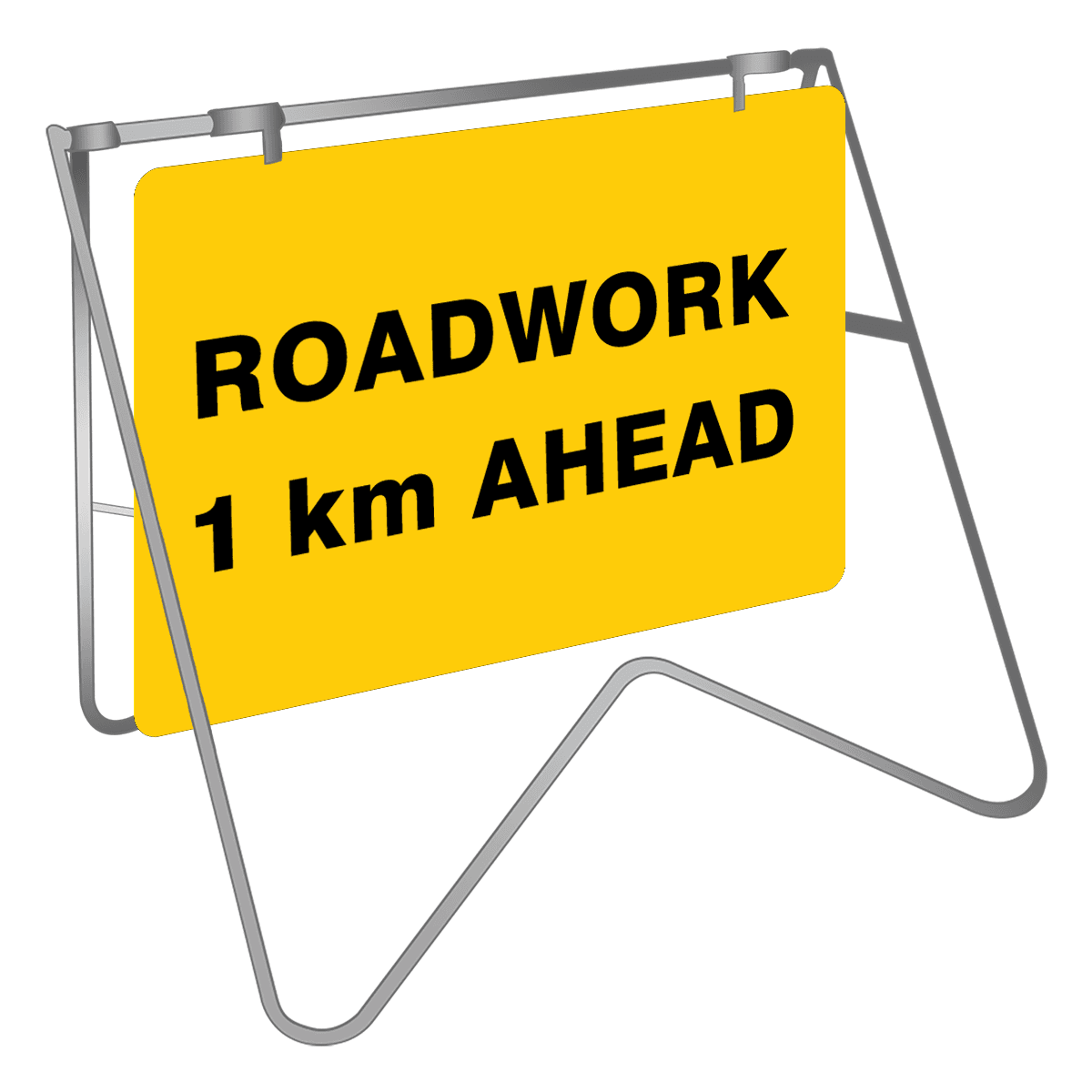 Roadwork 1 km Ahead Swing Stand Sign
