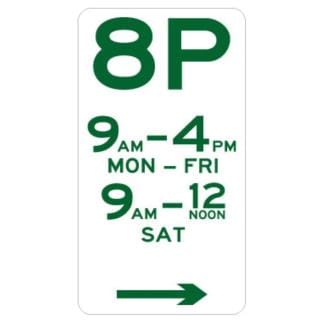 R5-8R 8 Hour Parking (Right Arrow) (Regulatory)