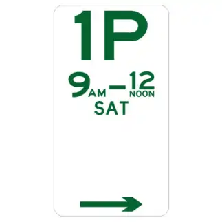 R5-1R 1 Hour Parking (Right Arrow) (Regulatory)